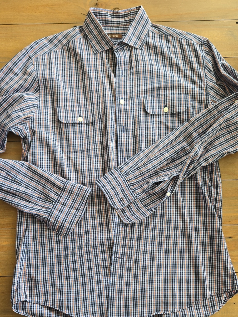 Rye 51 Men’s Button-Down Plaid Shirt in Navy Plaid